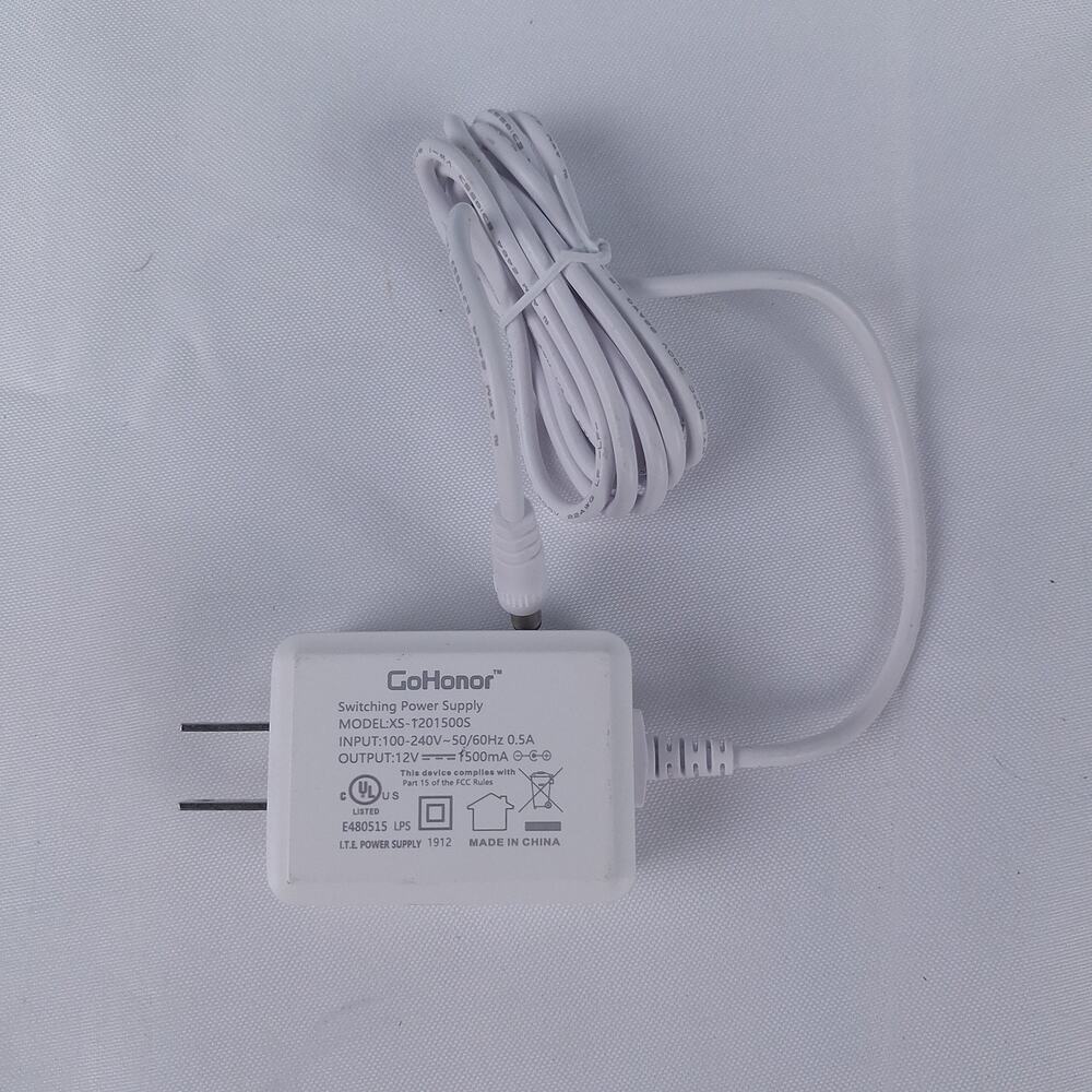 GoHonor XS1201500S 12V 500mA 0.5A AC/DC Power Supply Adapter UL Listed Wall Plug